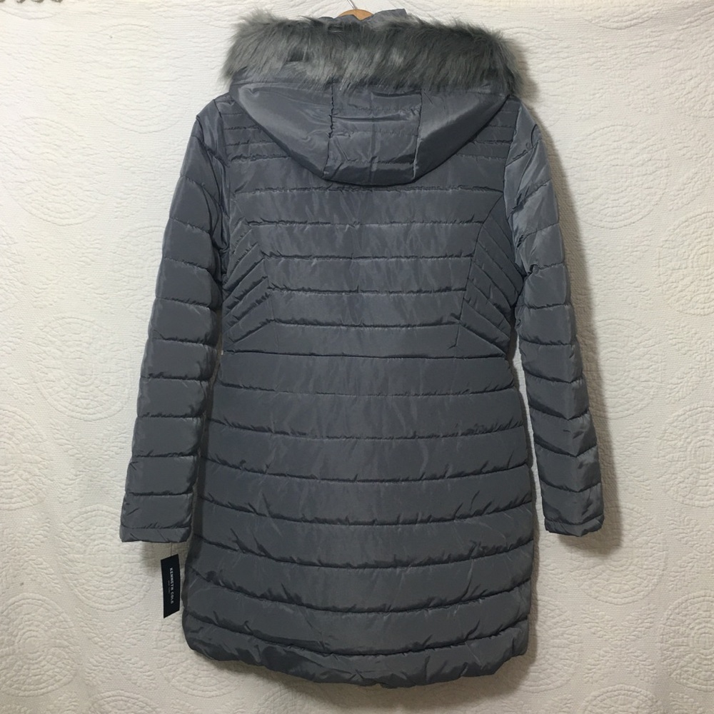 KENNETH COLE Faux Fur Trimmed Hooded Puffer Jacket - Picture 4 of 13